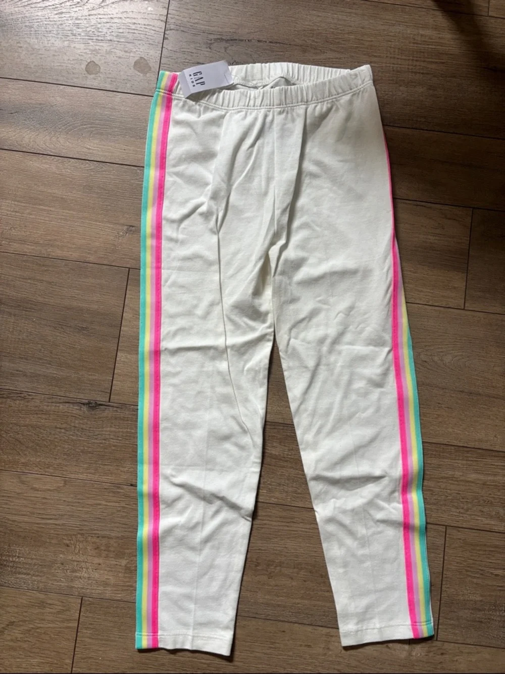 BUNDLE $3/$15  GAP Cream Leggings with Pink, Yellow & Teal Side Stripes cropped